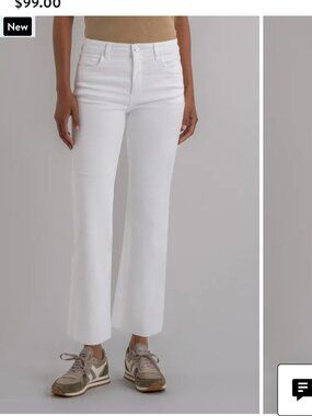 Kut from the Kloth Kelsey High Raw Hem Flare Jeans White Size 12 NWT $ 109